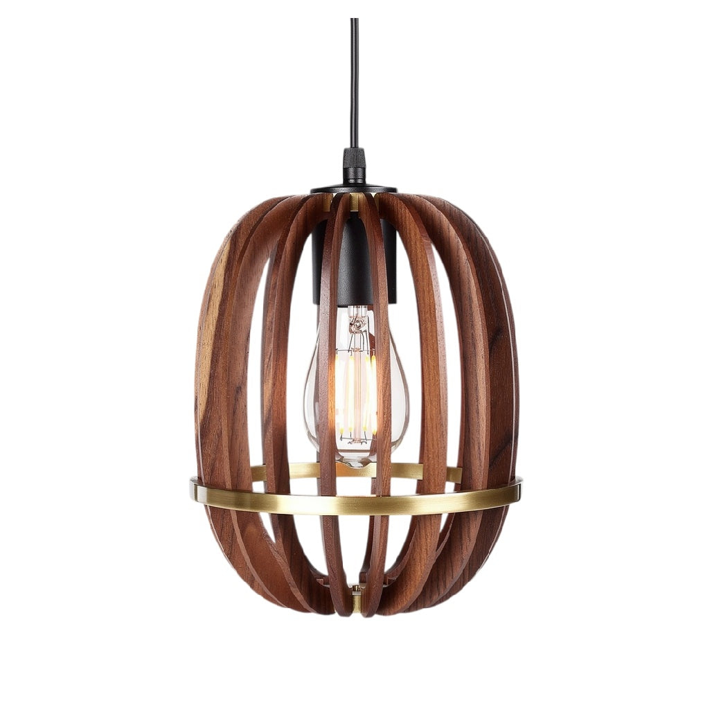 **Lampa sufitowa w stylu industrialnym z drewna i metalu**